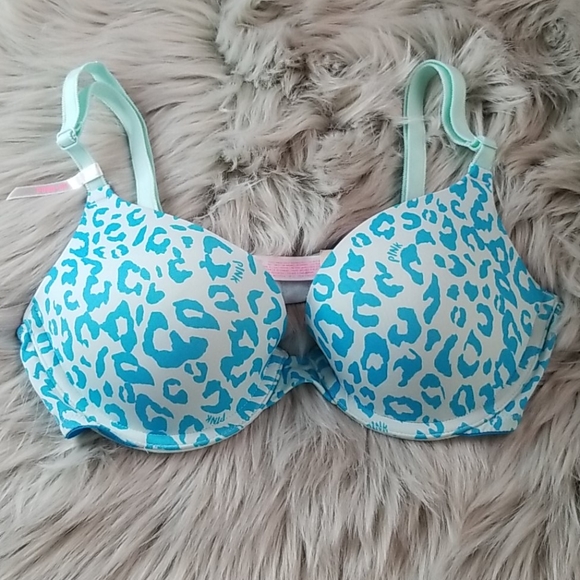NWT Convertible Blue and White Leopard Print 34B - Picture 1 of 4